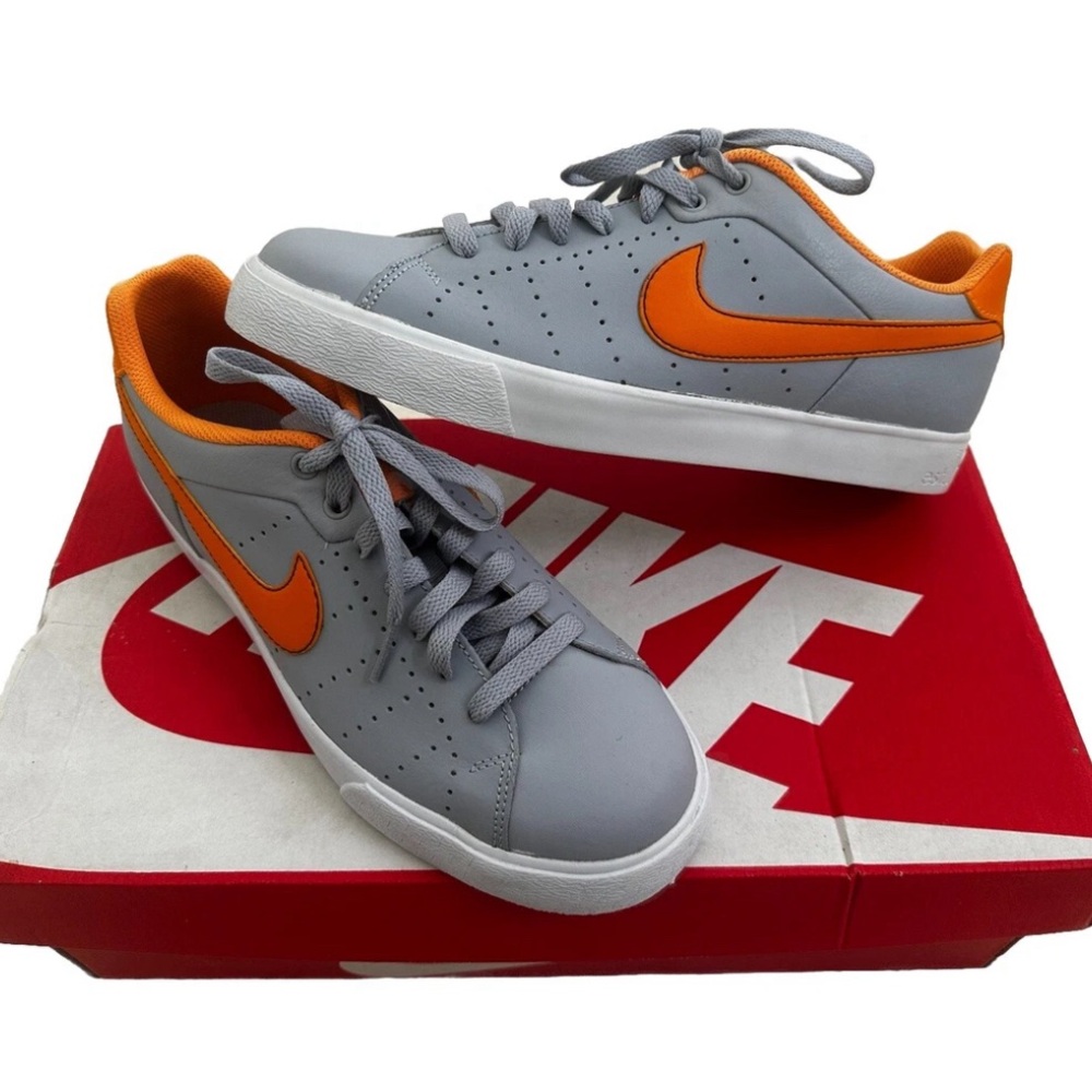 Nike Court Tour Grey Orange Majestic Leather Men’s Shoes 8.5 - Rare - NIB